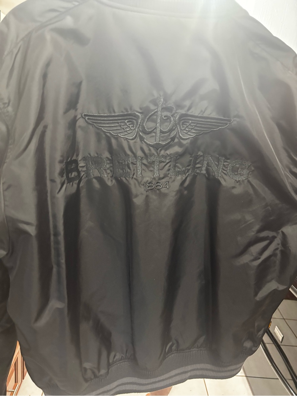 Breitling Black Embroidered Logo Bomber Jacket